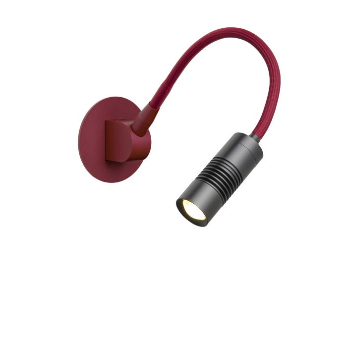 Oligo - Wandleuchte a Little bit-Wandleuchte-Oligo-Kopf Schwarz matt | Flexarm Rot matt-Einbau 3000 K-40-898-45-25-TOJU Interior