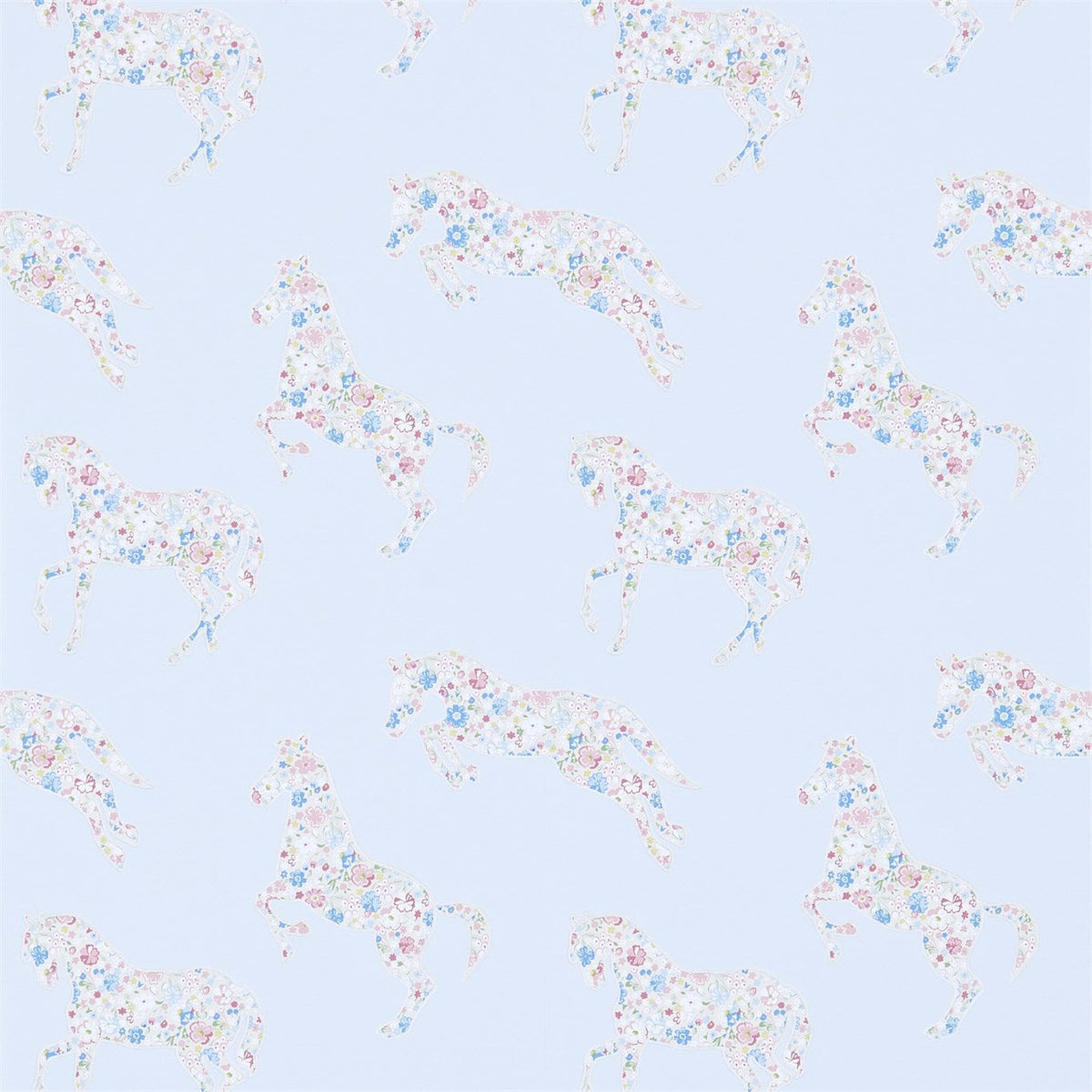 Sanderson - Pretty Ponies-Tapeten-Sanderson-CHINTZ/BLUE 214035-DLIT214035-Toju Interior