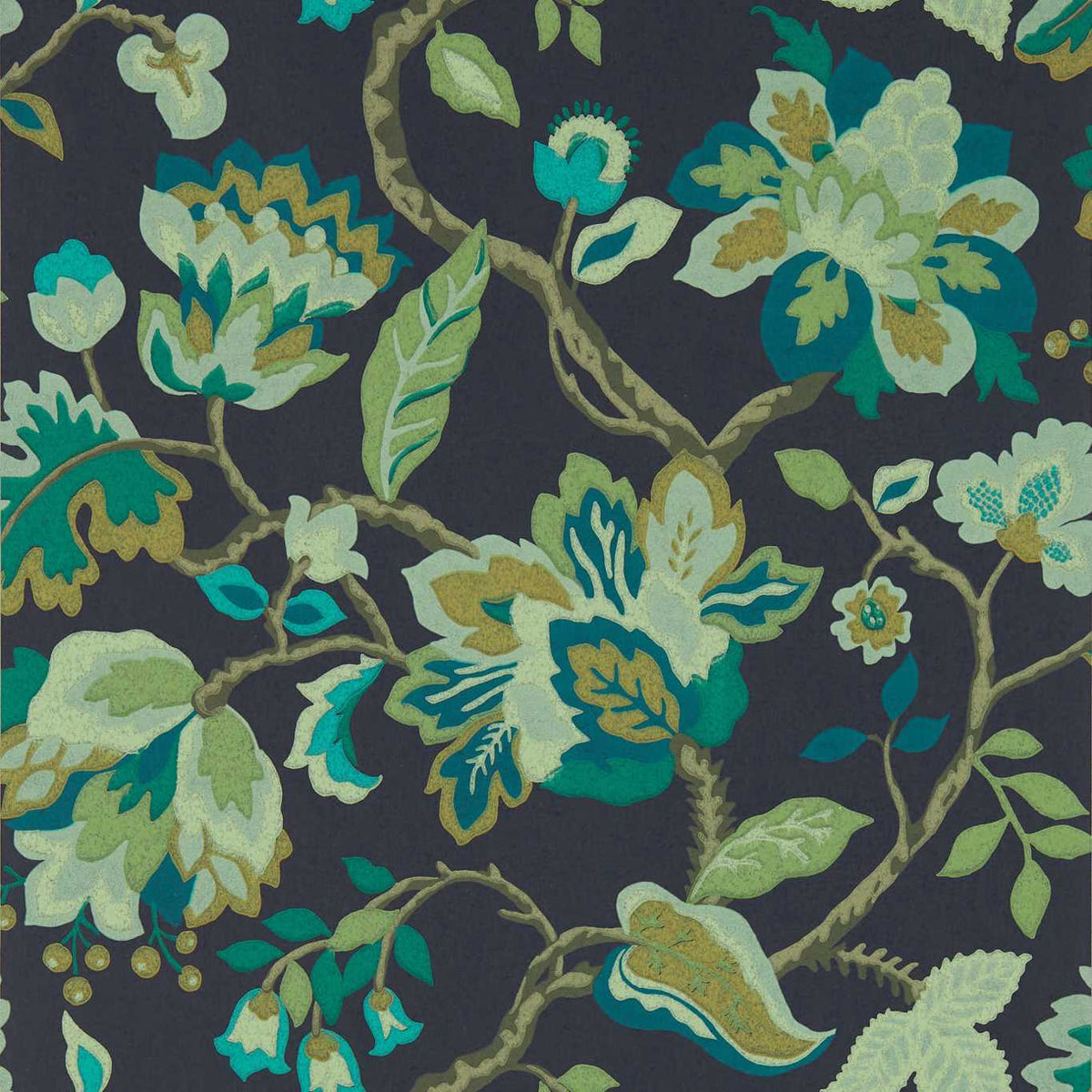 Sanderson - Tapete Amanpuri-Tapeten-Sanderson-MIDNIGHT/EUCALYPTUS 217044-217044-Toju Interior
