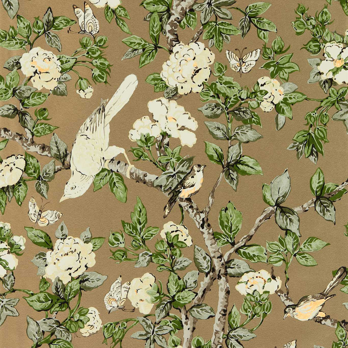 Sanderson - Tapete Caverley-Tapeten-Sanderson-GOLD METALLIC/GARDENIA GREEN 217036-217036-Toju Interior