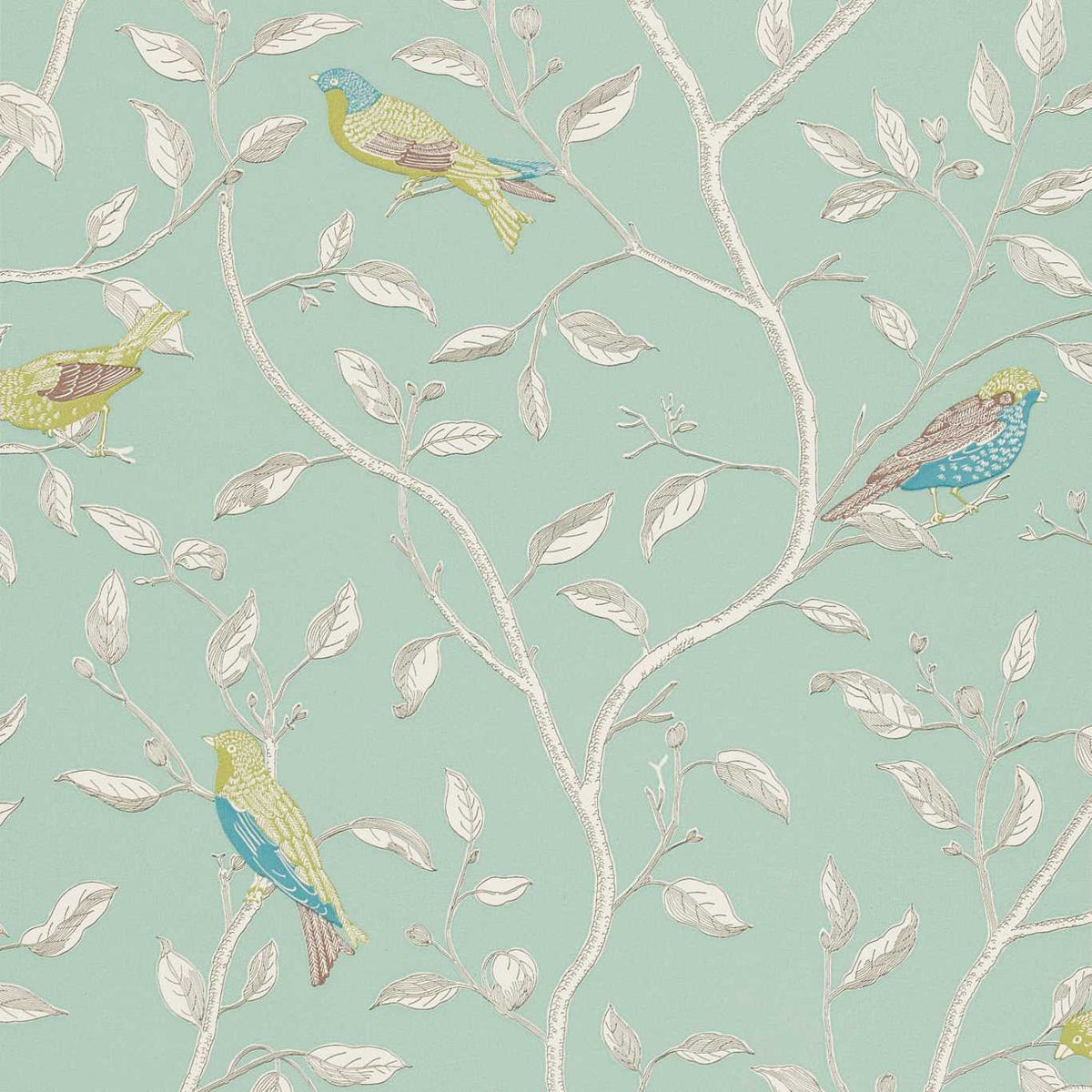 Sanderson - Tapete Finches-Tapeten-Sanderson-DUCK EGG DOPWFI103-DOPWFI103-Toju Interior
