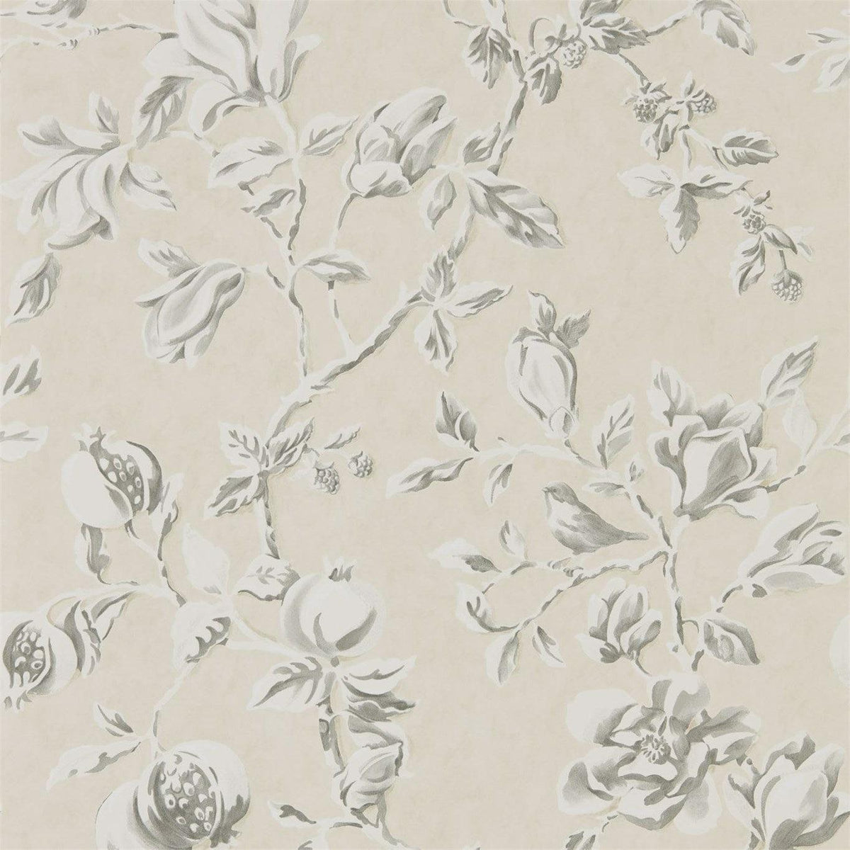 Sanderson - Tapete Magnolia & Pomegranate-Tapeten-Sanderson-IVORY/CHARCOAL 215726-215726-Toju Interior