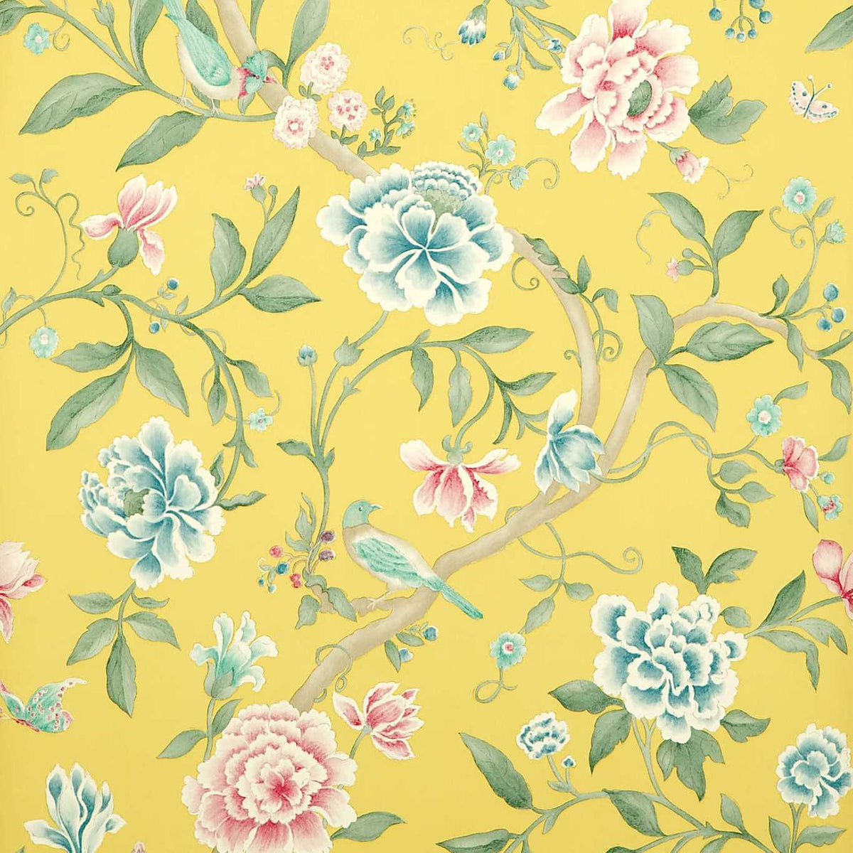 Sanderson - Tapete Porcelain Garden-Tapeten-Sanderson-ROSE/LINDEN DCAVPO102-DCAVPO102-Toju Interior