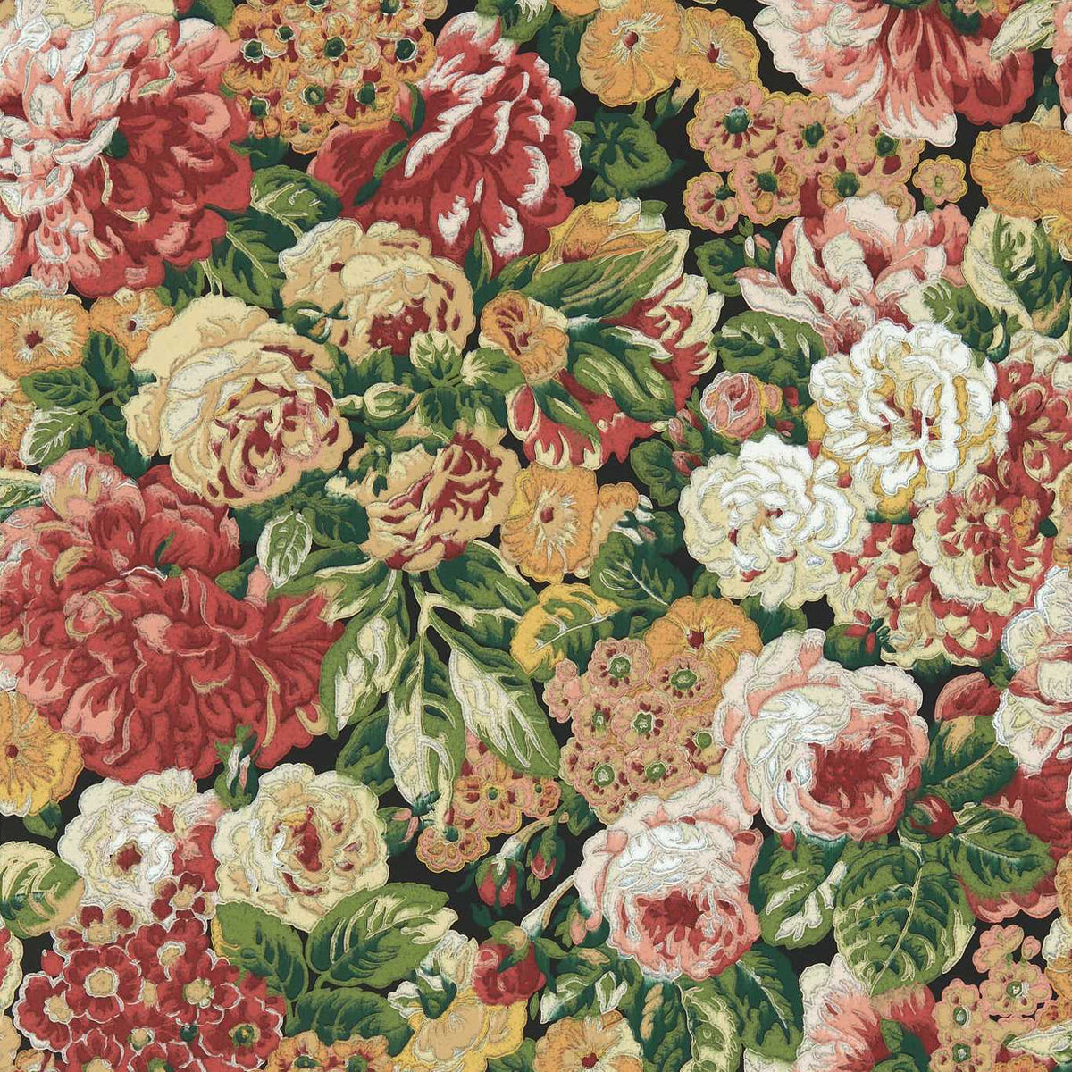 Sanderson - Tapete Rose & Peony-Tapeten-Sanderson-AMANPURI RED/DEVON GREEN 217028-217028-Toju Interior