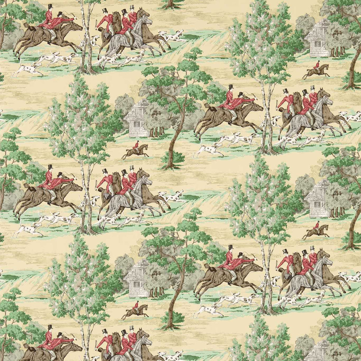 Sanderson - Tapete Tally Ho-Tapeten-Sanderson-EVERGREEN/CRIMSON 214598-214598-Toju Interior