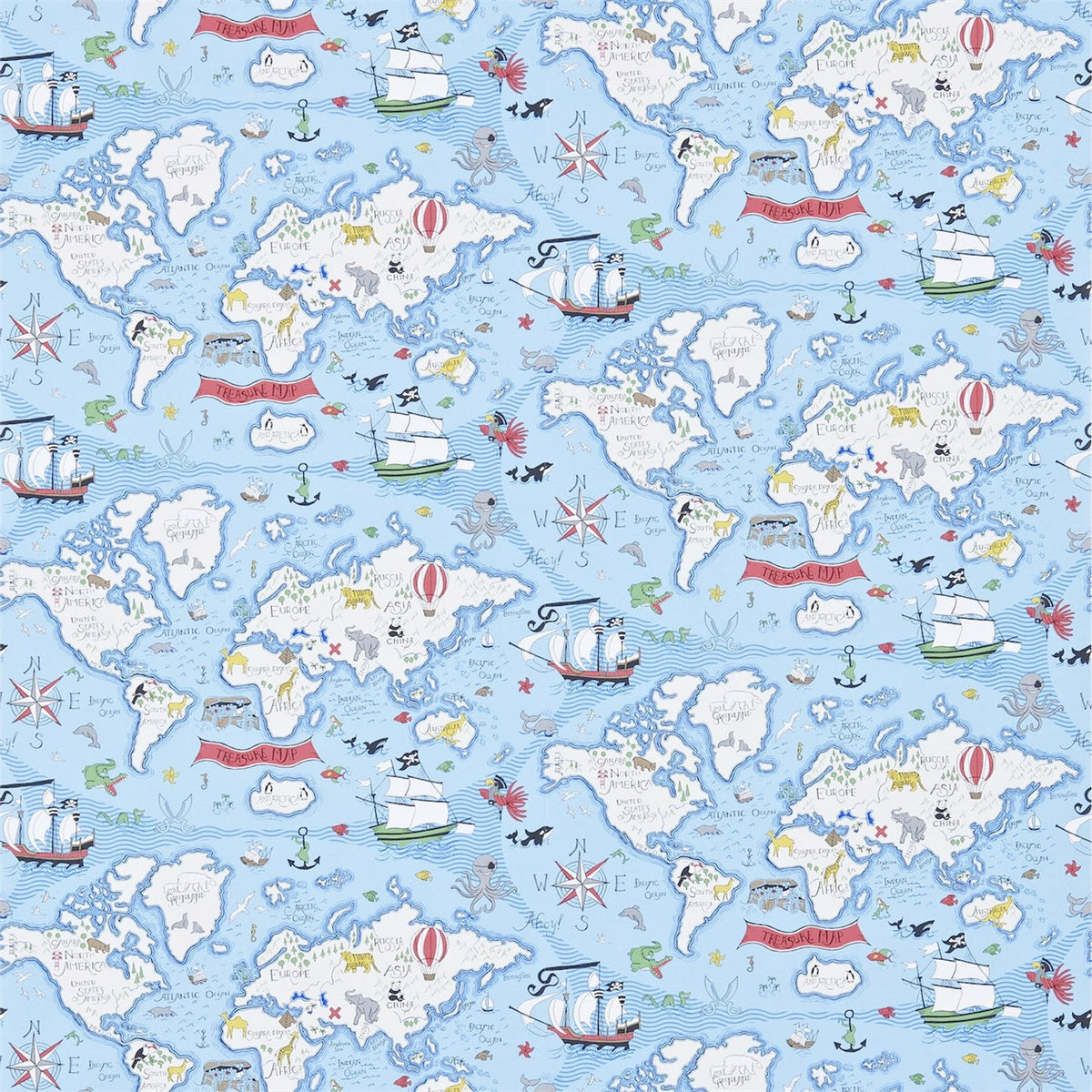 Sanderson - Tapete Treasure Map-Tapeten-Sanderson-SEA BLUE 214038-DLIT214038-Toju Interior