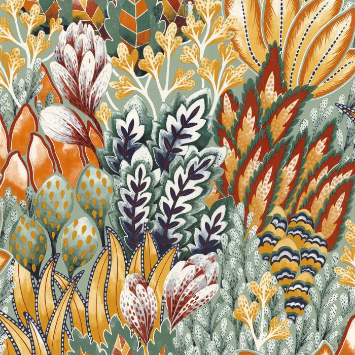 Casamance Avicennia Tapete Émeraude / Moutarde – 75162652