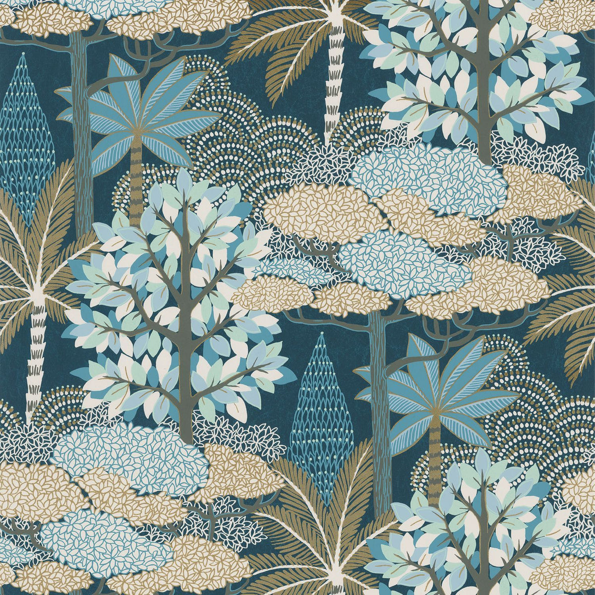 Casamance Marakanda Tapete Marine / Doré – 75380100