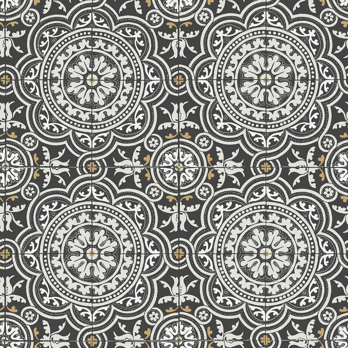 Cole & Son Piccadilly Grey & Metallic Gold on Black 117/8022 – Muster