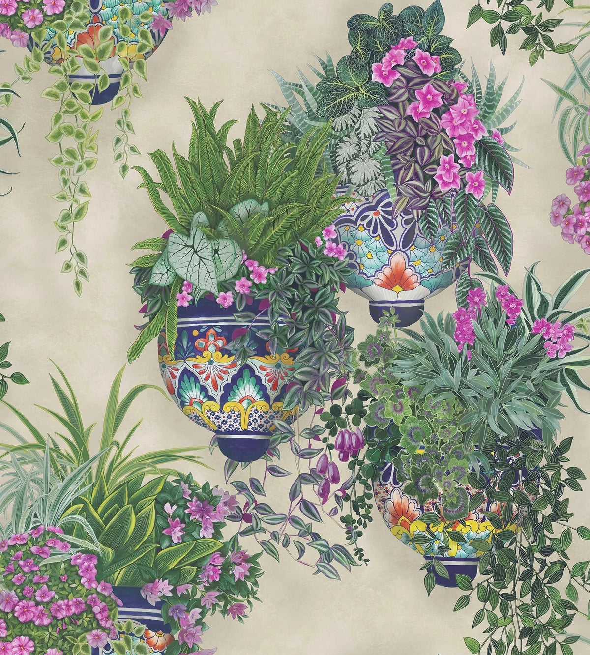 Cole & Son Talavera Magenta & Spring Greens on Stone 117/9027 – Muster