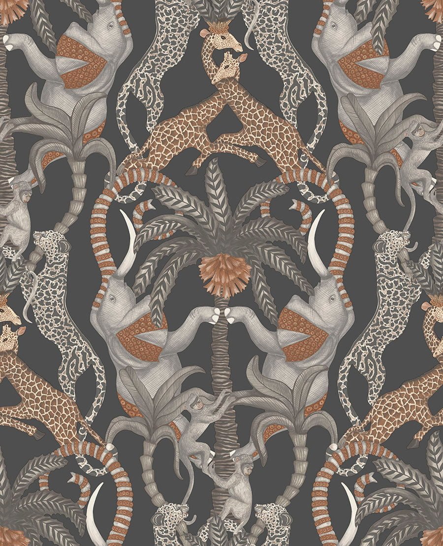 Cole & Son Safari Totem Ginger & Taupe on Charcoal 119/2009 – Muster