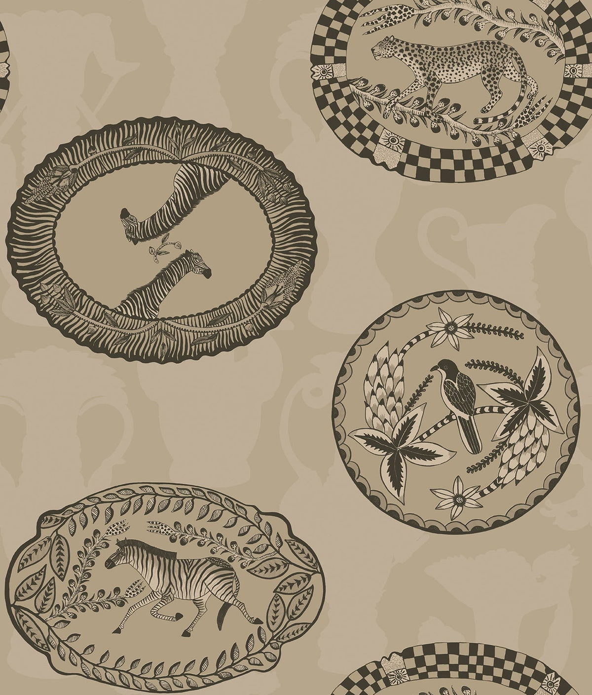Cole & Son Matrinah, Metallic Gilver & Charcoal on Linen, 109/4020