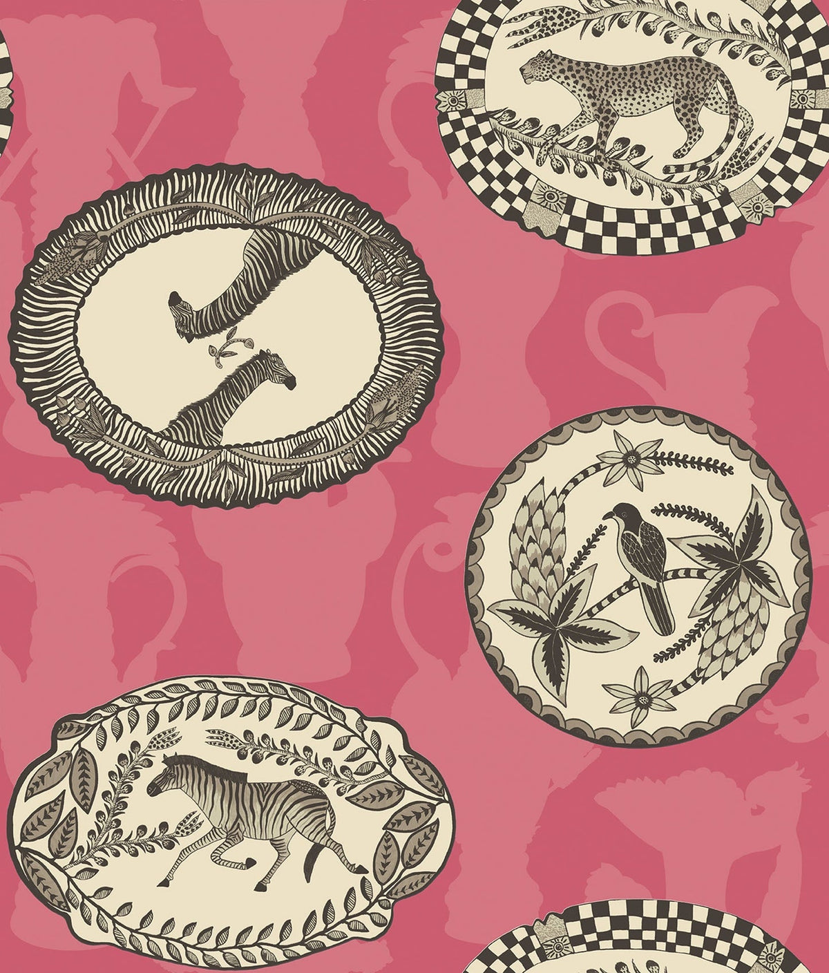 Cole & Son Matrinah, Soot & Snow on Fuchsia, 109/4023