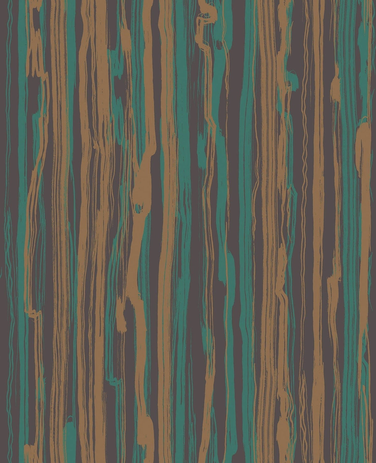Cole & Son Strand, Metallic Bronze & Viridian on Soot, 107/7036