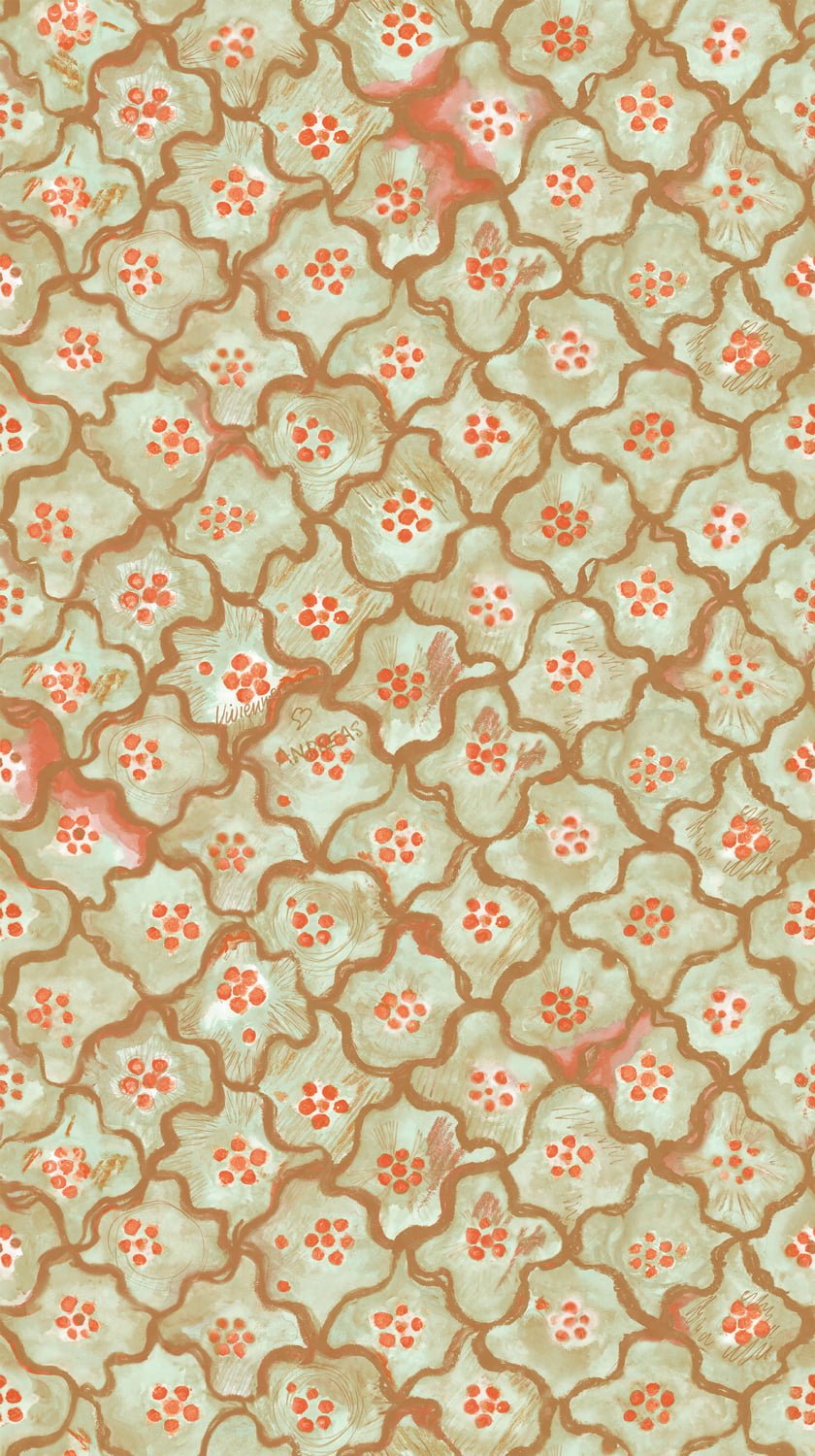 Cole & Son Vivienne Love Andreas – Mint & Tangerine (130/6021)