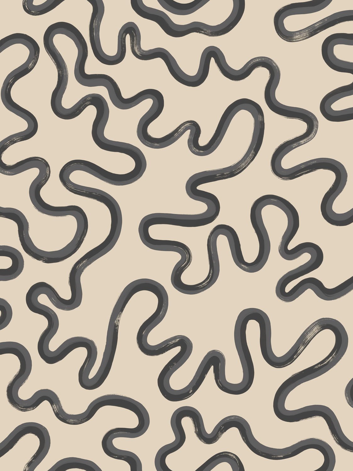 Cole & Son Rainforest Squiggle – Charcoal & Soot on Cream (130/8027)