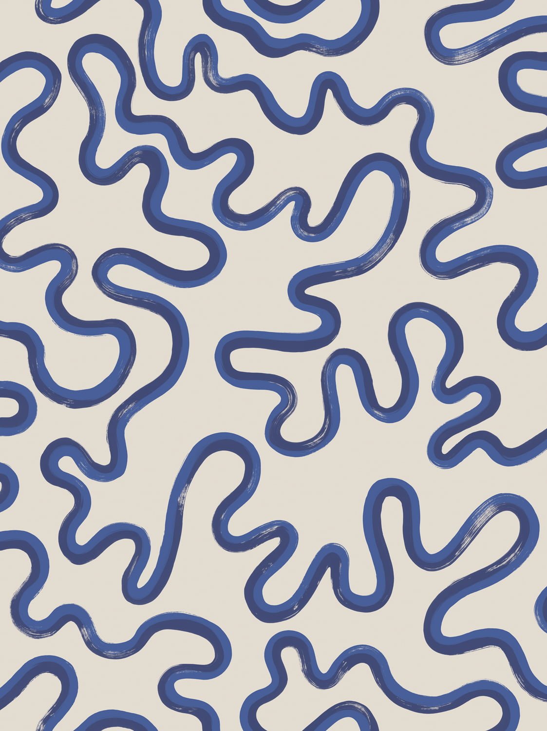 Cole & Son Rainforest Squiggle – Navy & Cerulean on Stone (130/8030)