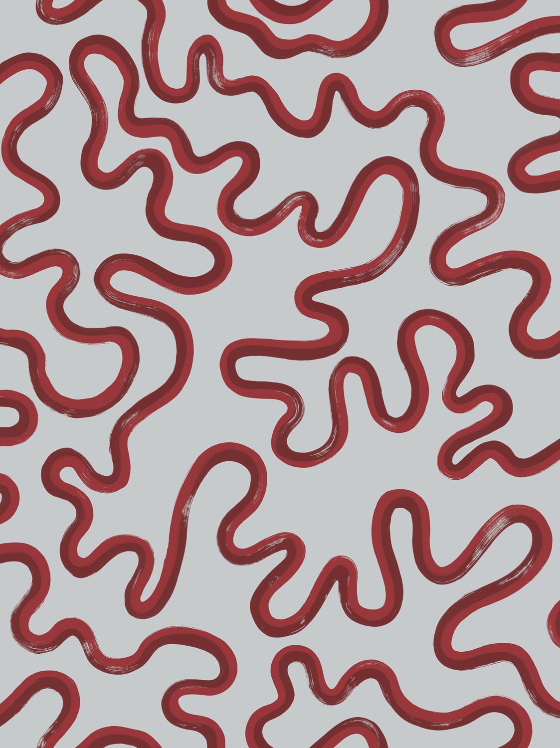 Cole & Son Rainforest Squiggle – Rouge & Burgundy on Soft Blue (130/8031)