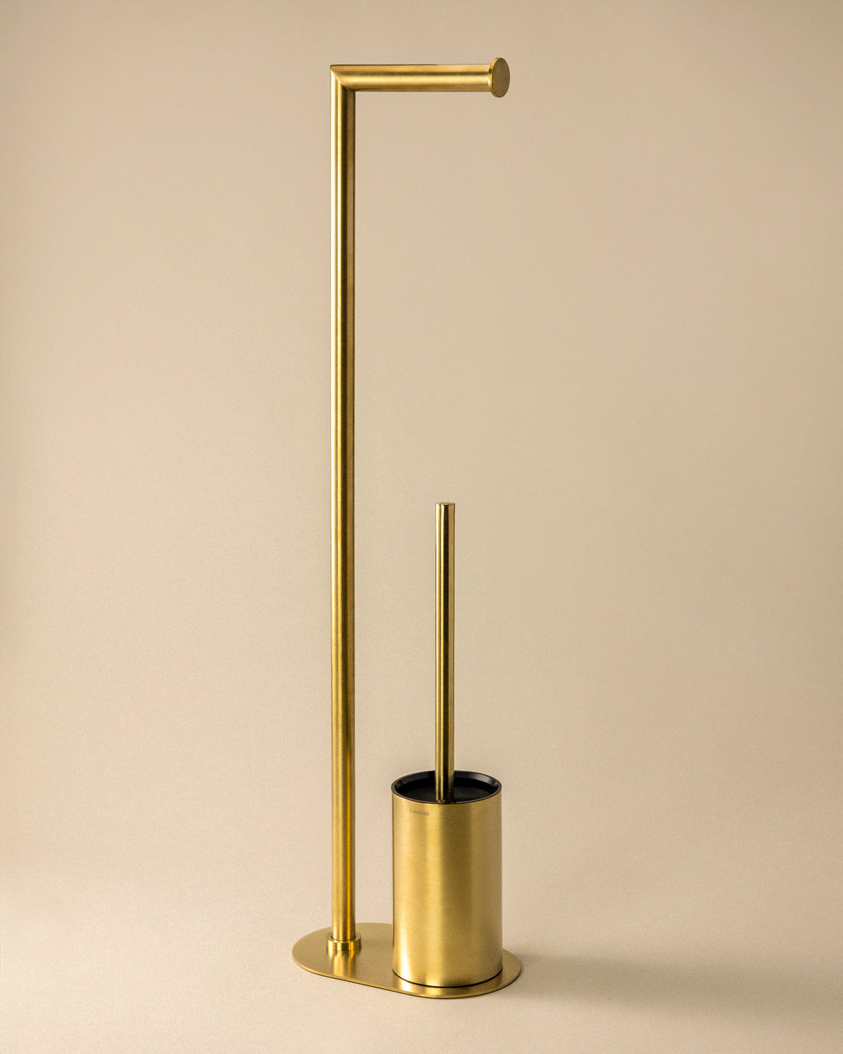 Cosmic Architect S+ Stand-Toilettenbürstenhalter mit Rollenhalter – Gebürstetes Gold PVD