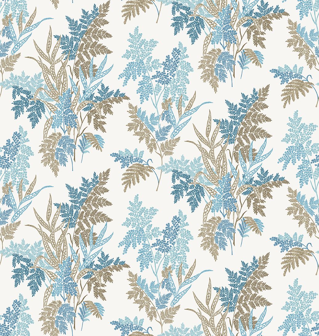 Nina Campbell Fern Craze – Stoff – NCF4533-02 – Indigo / Blue / Chocolate