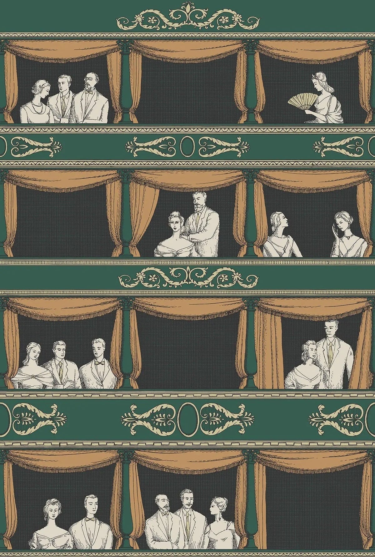 Cole & Son Fornasetti Teatro Tapete, Racing Green, 114/4009