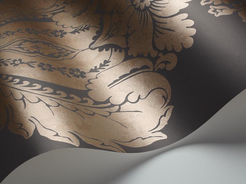 Cole and Son - Tapete Baudelaire Wallpaper-Tapeten-Cole & Son-Metallic Bronze on Charcoal S94/1002-TOJU Interior