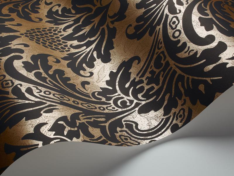 Cole and Son - Tapete Blake Wallpaper-Tapeten-Cole & Son-Black on Metallic Gold S94/6033-TOJU Interior