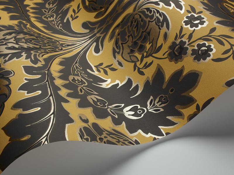 Cole and Son - Tapete Coleridge Wallpaper-Tapeten-Cole & Son-Charcoal on Yellow S94/9049-TOJU Interior