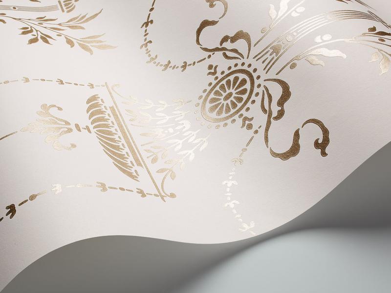 Cole and Son - Tapete Dorset Wallpaper-Tapeten-Cole & Son-Metallic Gold on Print Romm Blue S88/7031-TOJU Interior