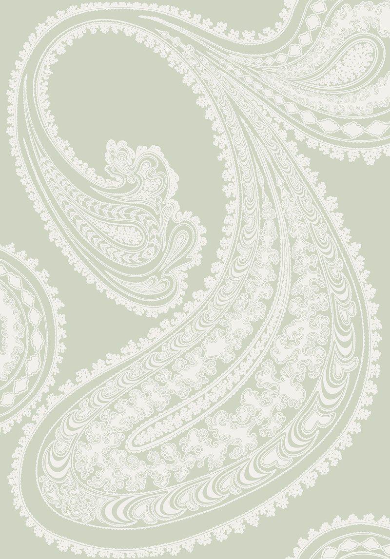 Cole and Son - Tapete Rajapur Wallpaper-Tapeten-Cole & Son-Weiß auf Soft Olive 66/5036-TOJU Interior