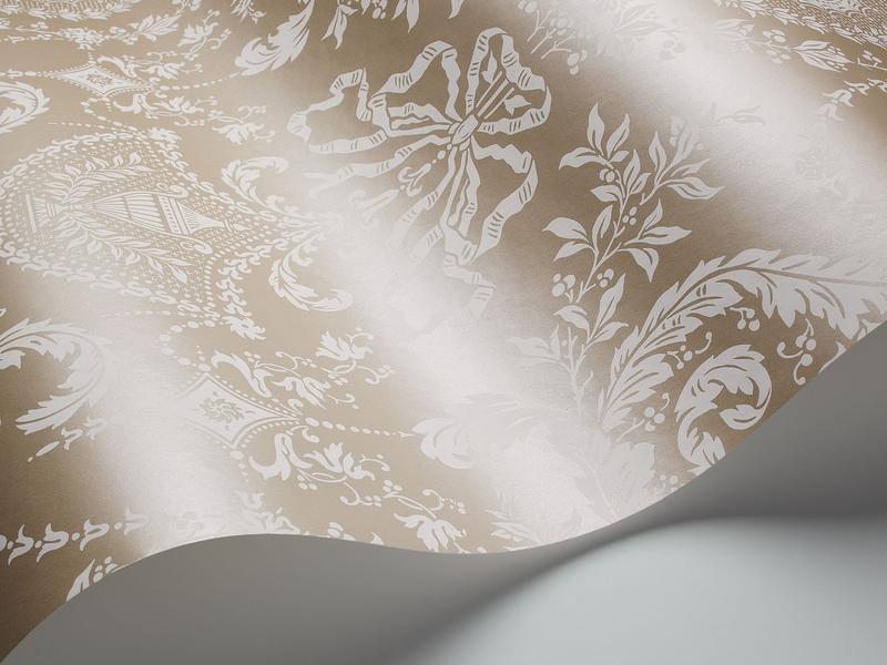 Cole and Son - Tapete Woolverston Wallpaper-Tapeten-Cole & Son-Chalk on Metallic Gilver S88/10042-TOJU Interior