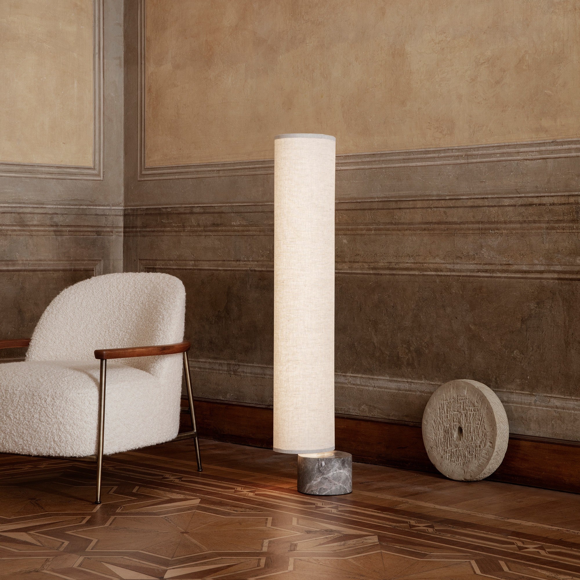 Gubi - Unbound LED Stehleuchte H 120cm-Gubi-Leinen weiß/Schirm-TOJU Interior