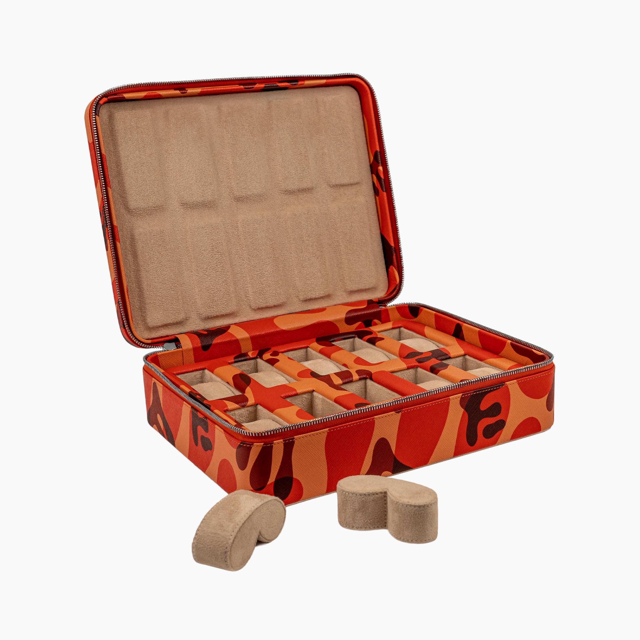 IFL Watches - Orange Camo Watch Box – 10 Uhren-Uhrenbox-TOJU Interior