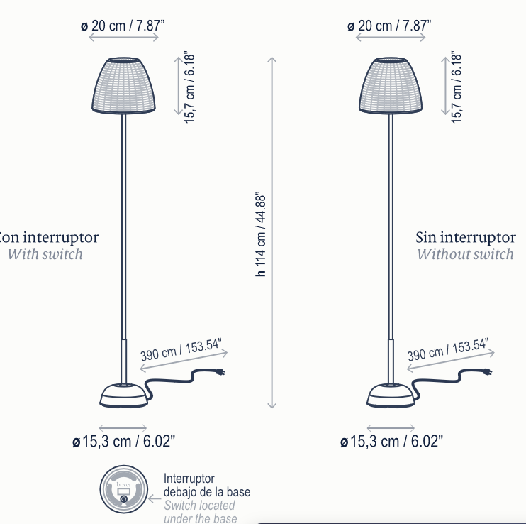 Bover - Stehleuchte - Atticus P/114 LED mit Zuleitung - TOJU Interior 