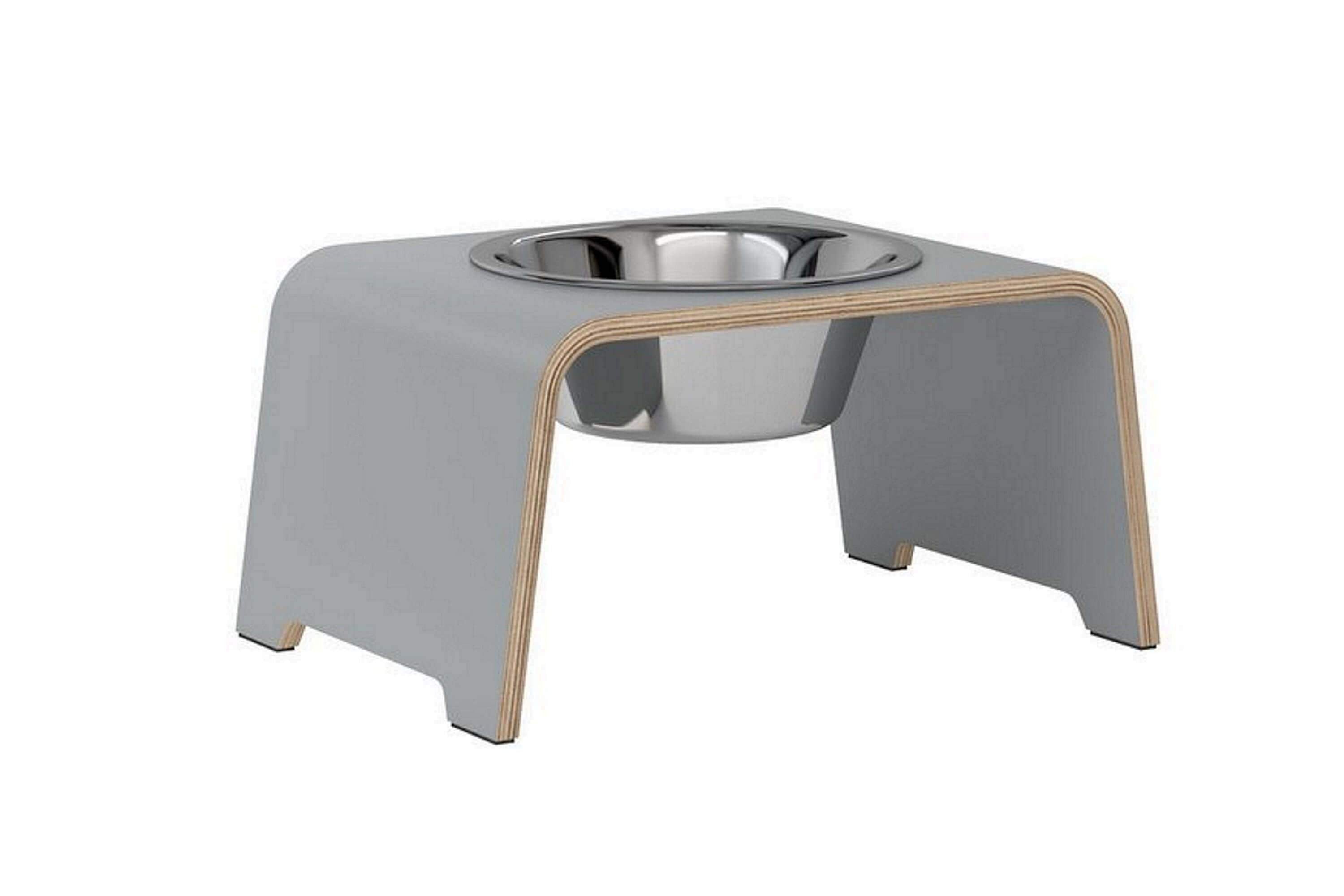 dogBar® Single M small grau mit Edelstahl-dogBar-TOJU Interior